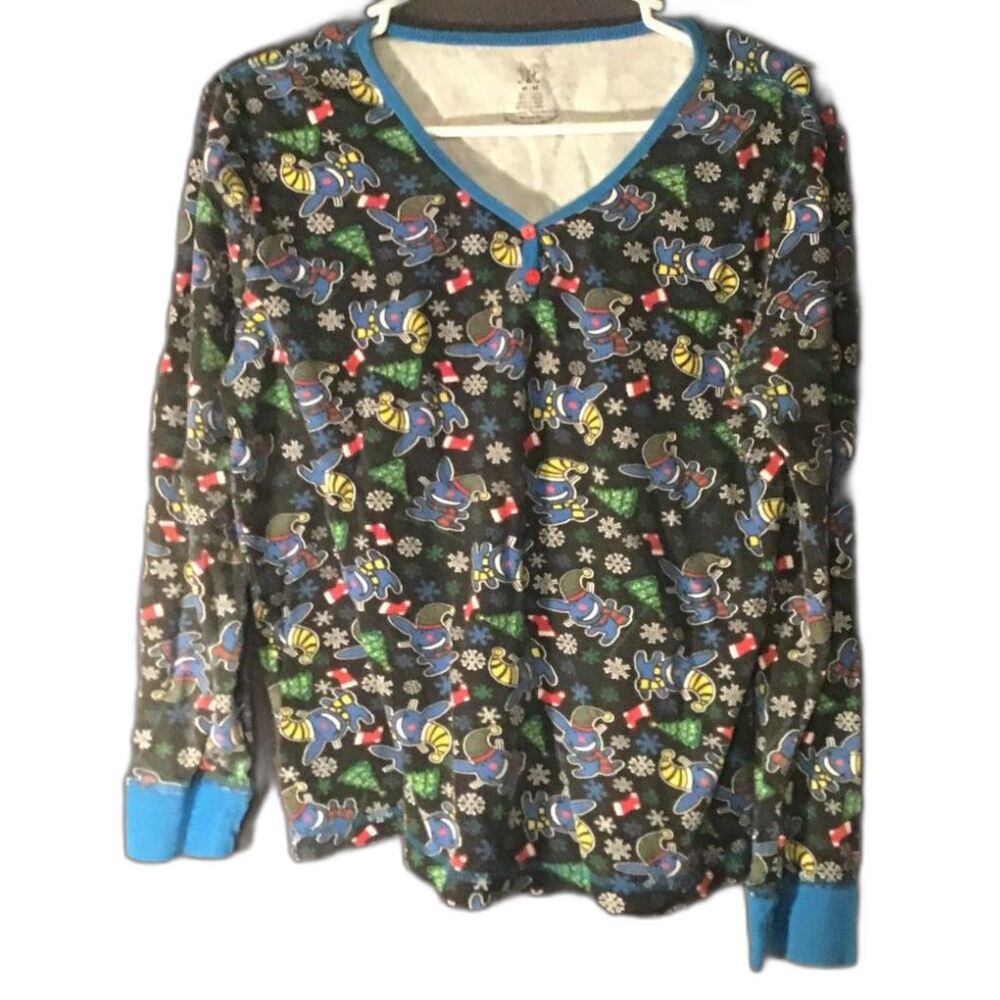 Briefly Stated "It's Happy Bunny" Jim Benton Christmas Holiday Pajama Top - SZ M